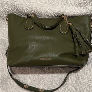 Michael Kors Dark Green Leather Handbag with Gold Details